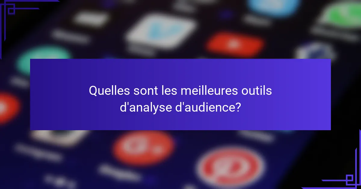 Quelles sont les meilleures outils d'analyse d'audience?