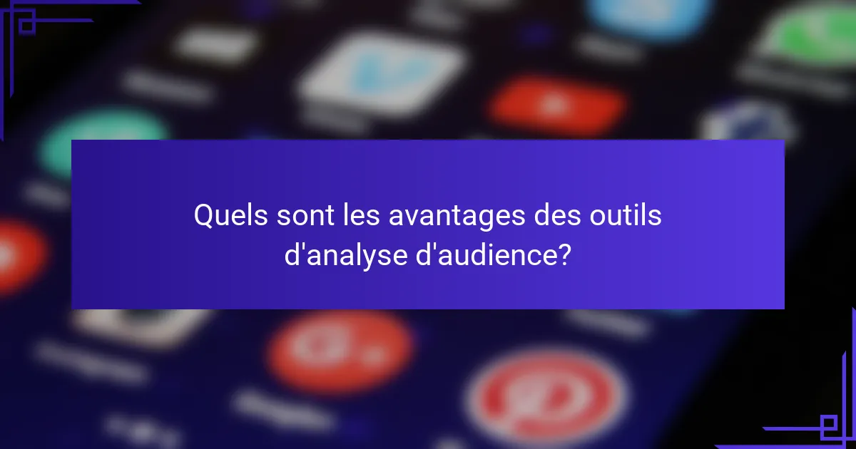 Quels sont les avantages des outils d'analyse d'audience?
