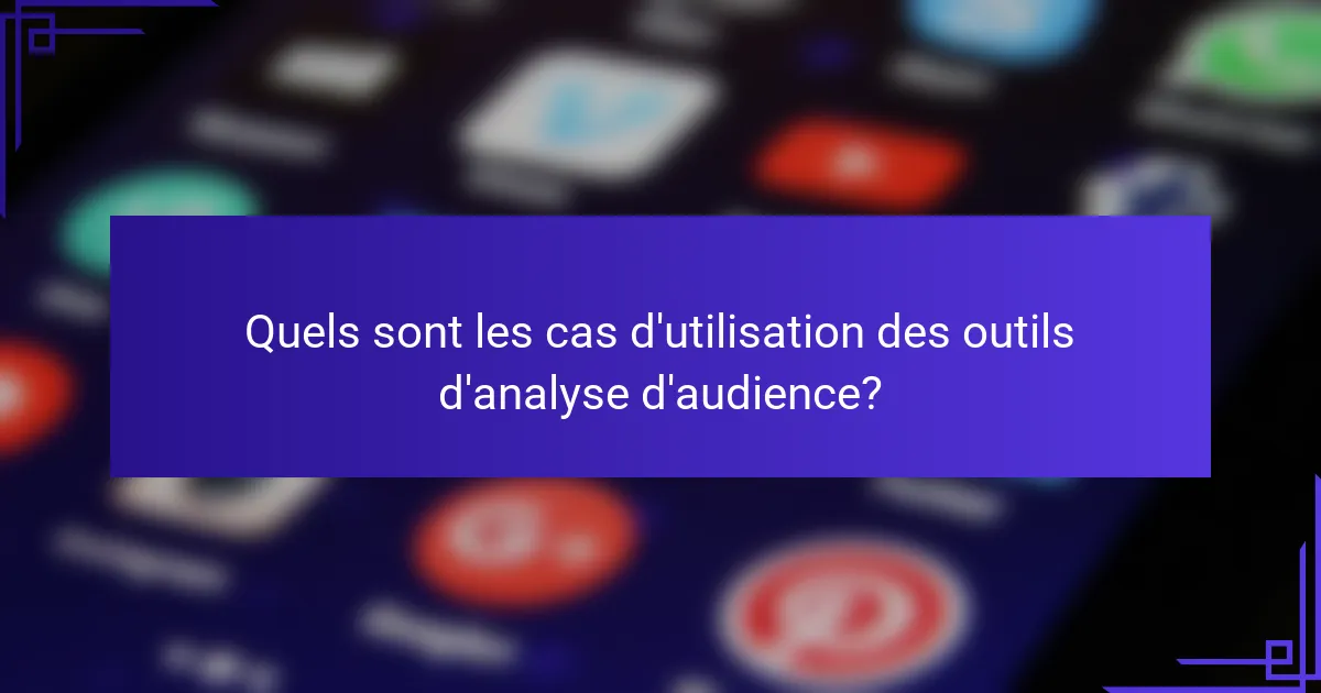 Quels sont les cas d'utilisation des outils d'analyse d'audience?