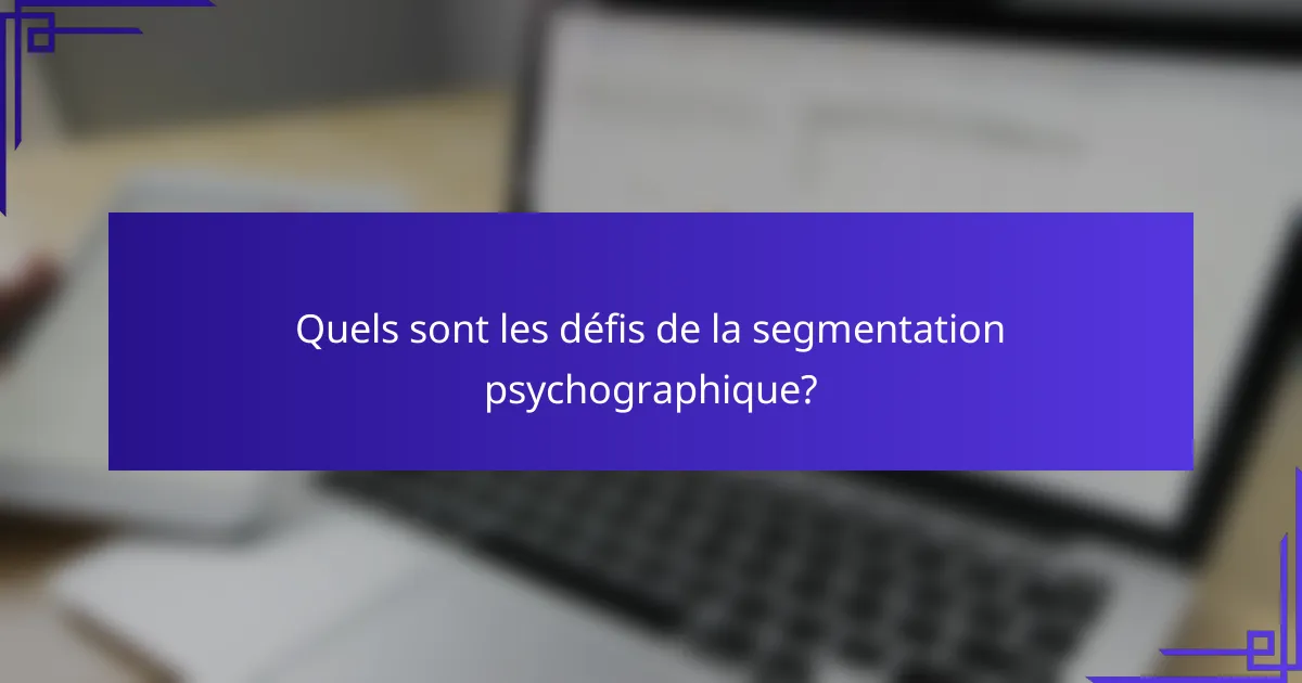 Quels sont les défis de la segmentation psychographique?